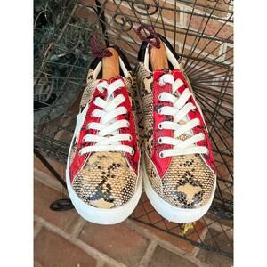 M & Z Sky  Fashion Sneakers with Snake Skin Print  RED Size 39